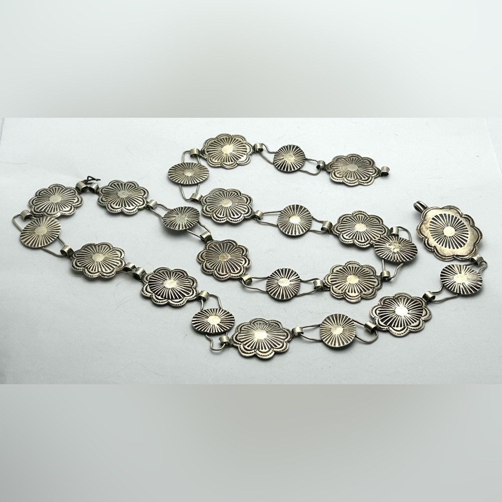 Navajo Silver Concho belt/necklace- Roger Skeet - Picture 5 of 14